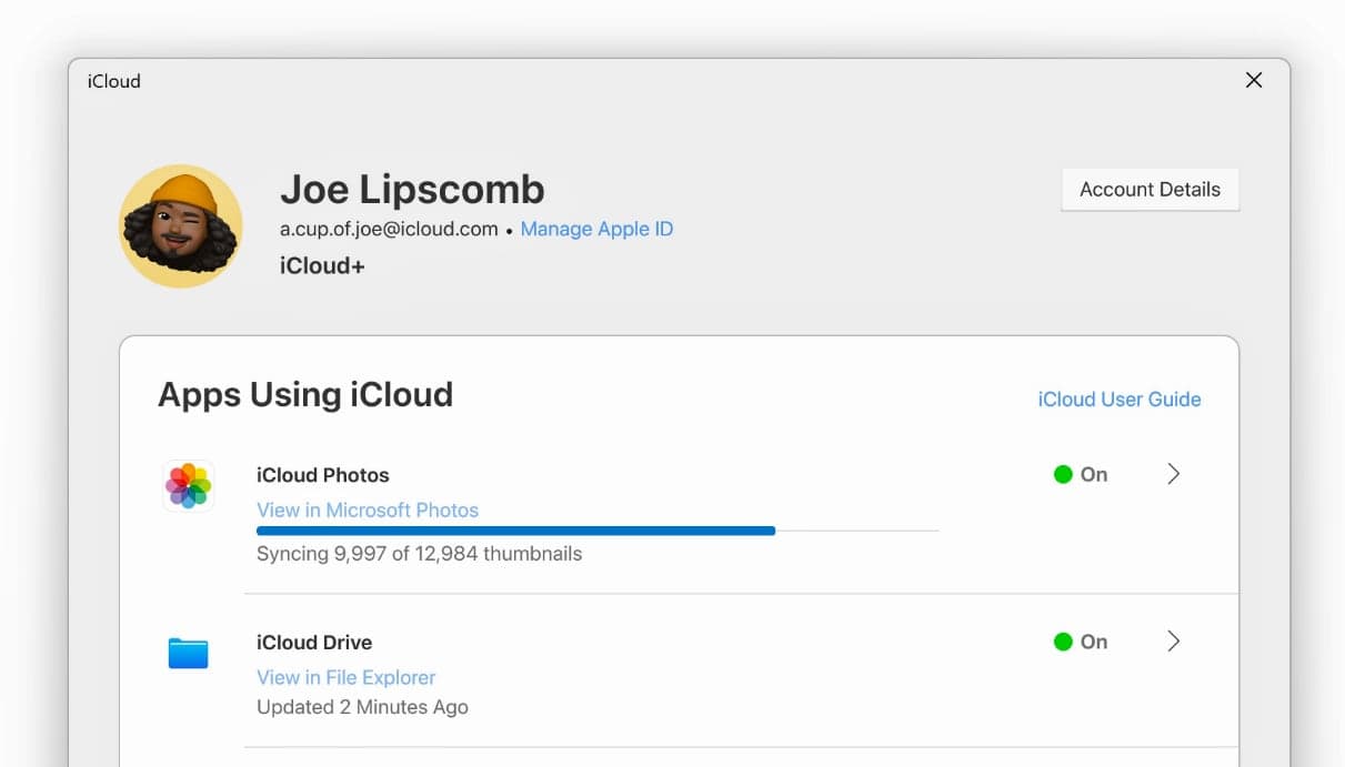 Apple-მა Windows-ისთვის iCloud აპლიკაცია ახალი დიზაინით გამოუშვა