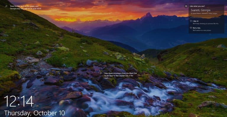 საქართველო Microsoft Windows-ის ეკრანზე