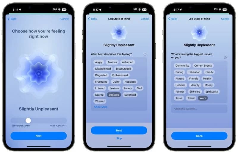iOS 17-მა წარადგინა განწყობის ტრეკერი. თქვენ შეგიძლიათ რეალურ დროში შეიყვანოთ მონაცემები თქვენი ემოციების შესახებ
