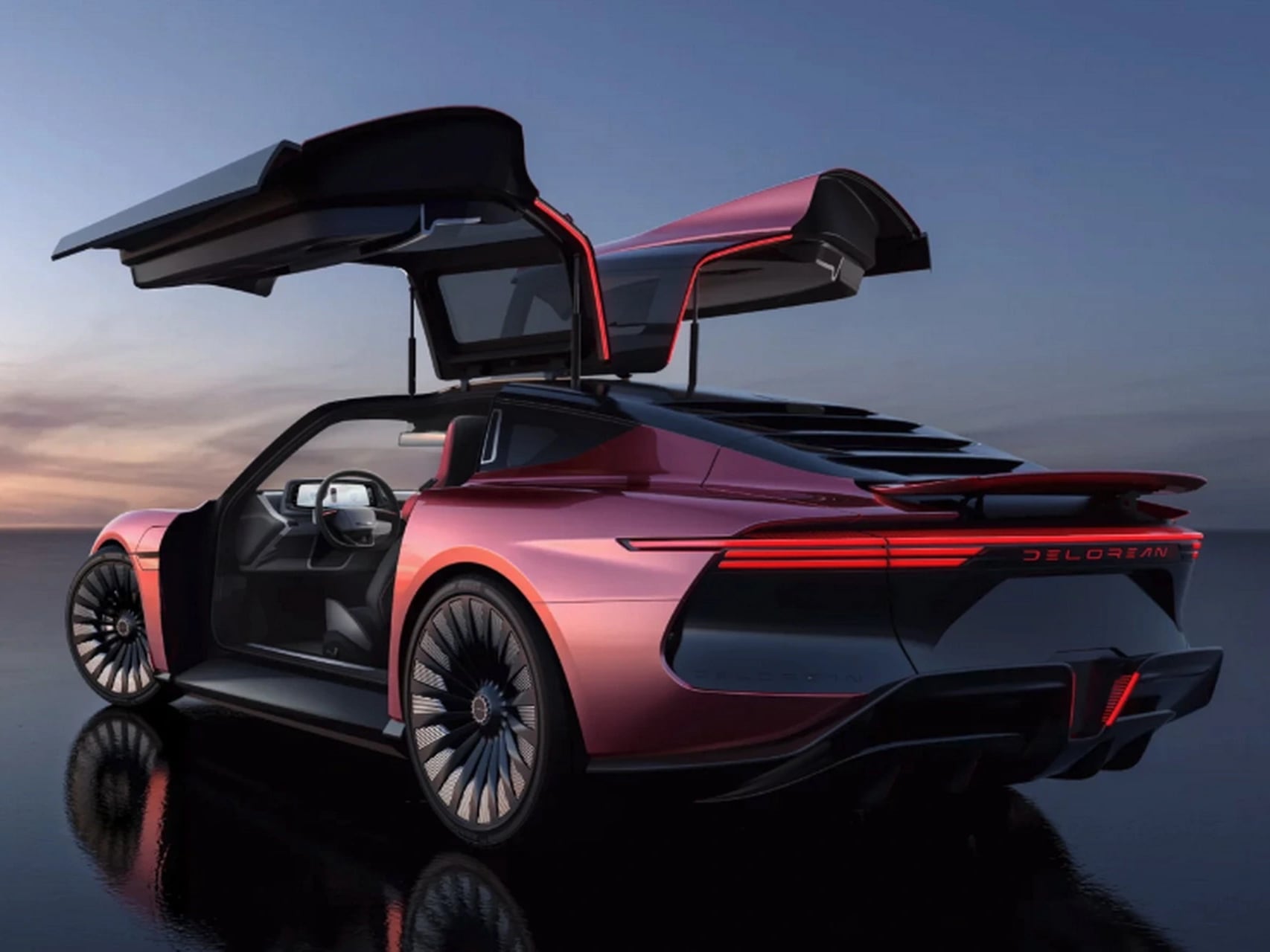 DeLorean-მა წარმოადგინა Alpha5 ელექტრო მანქანა. არის ბრენდირებული თოლია კარები, მაგრამ არა ნაკადის კონდენსატორი