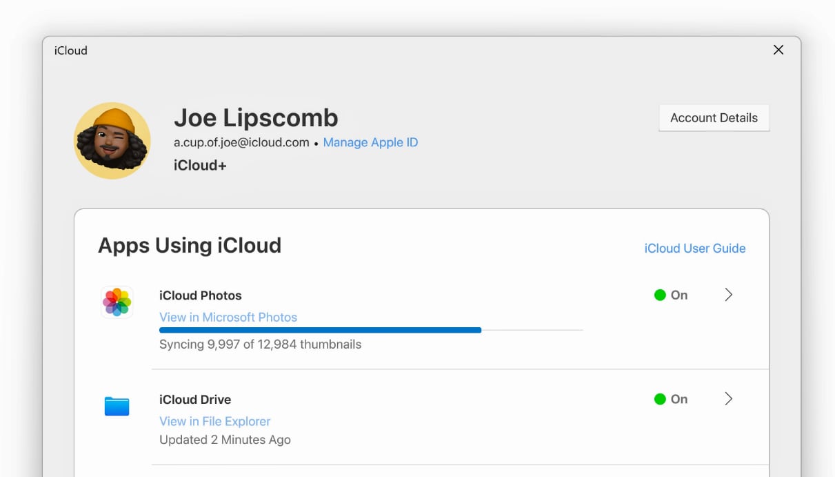 Apple-მა Windows-ისთვის iCloud აპლიკაცია ახალი დიზაინით გამოუშვა